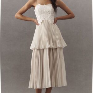 AMUR Esme Laser-Cut Floral Tiered
Midi Dress